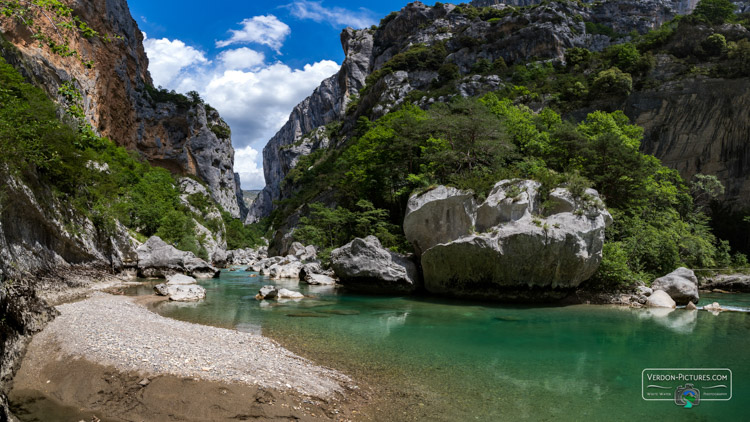 photo sortie du couloir samson dans le canyon du Verdon